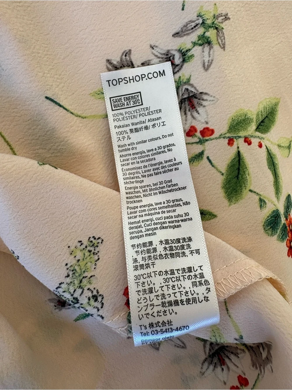 Topshop Light Pink Floral Button-Front Mini Dress - Picture 6 of 6